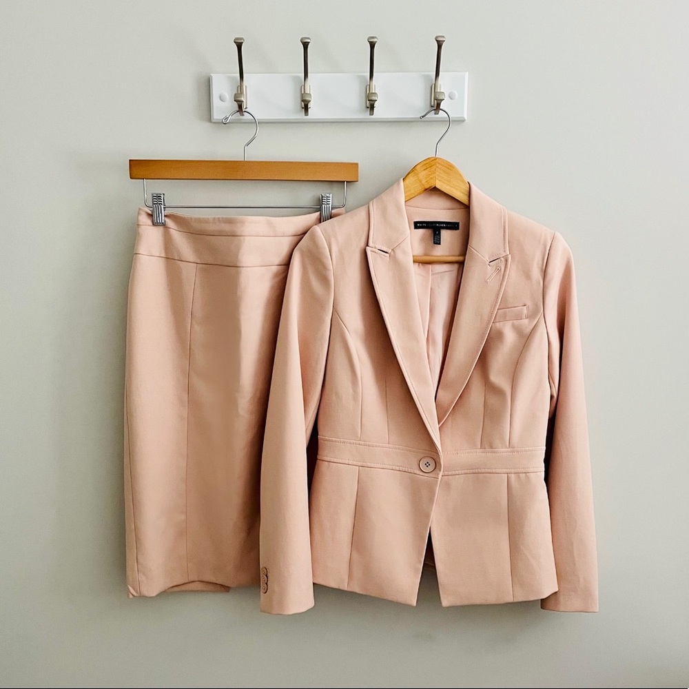 WHBM blush pink jacket and skirt
